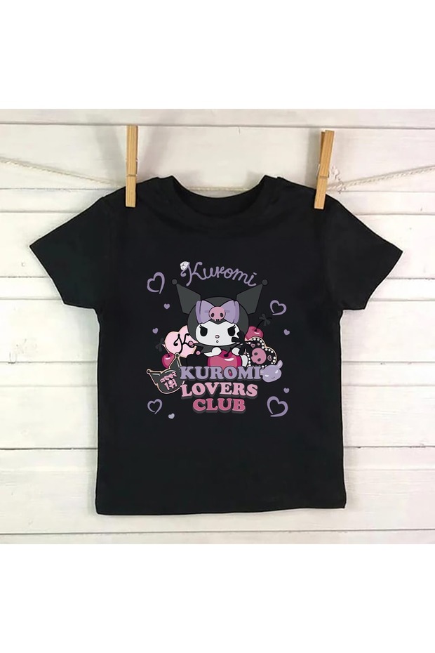 Kuromi Printed Black T-shirt Kuromi Lovers Printed Black Girl's T-shirt