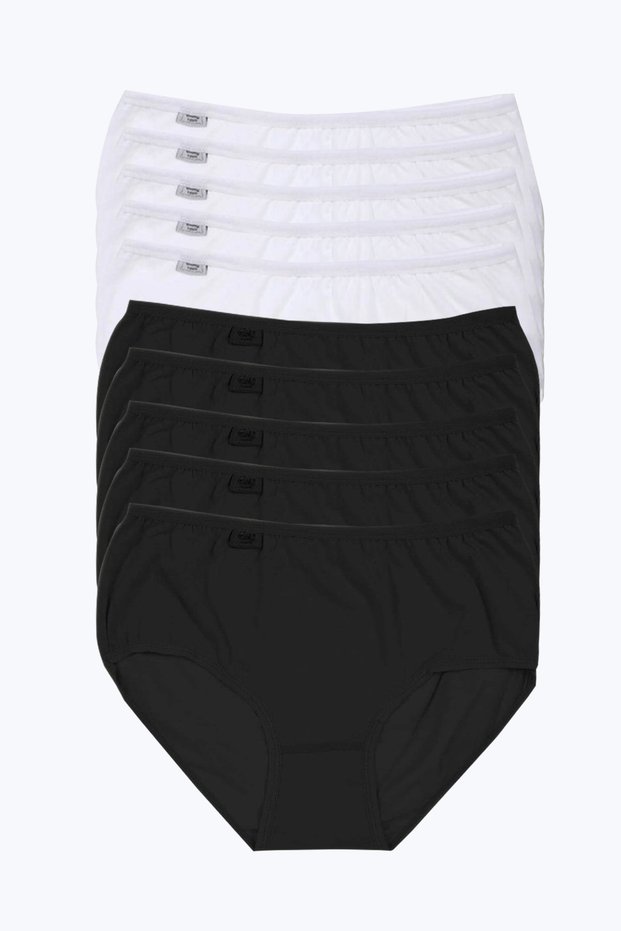 Women's 8-Pack Mixed Color Cotton Lycra High Waist Bato Panties Black-white