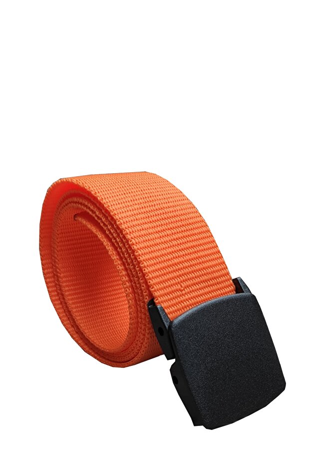Tactical Style Orange Cloth Belt with Anti-Allergic Plastic Buckle