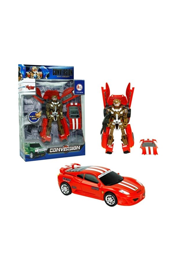 Transformers Conversion Dönüşebilen Robot Araba Sesli Işıklı Transformers Kırmızı - 1
