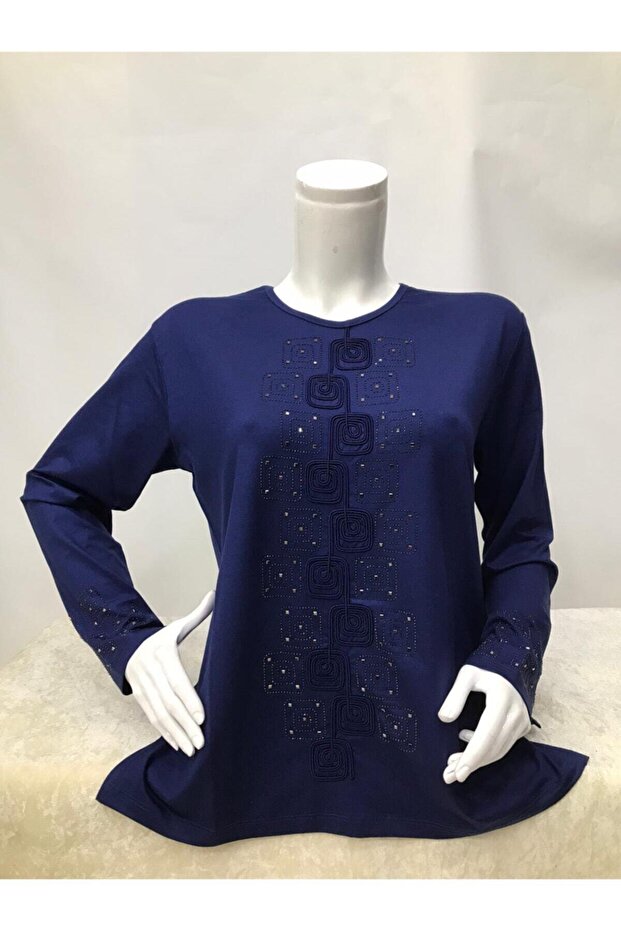 Taşlı Penye Bluz - 1