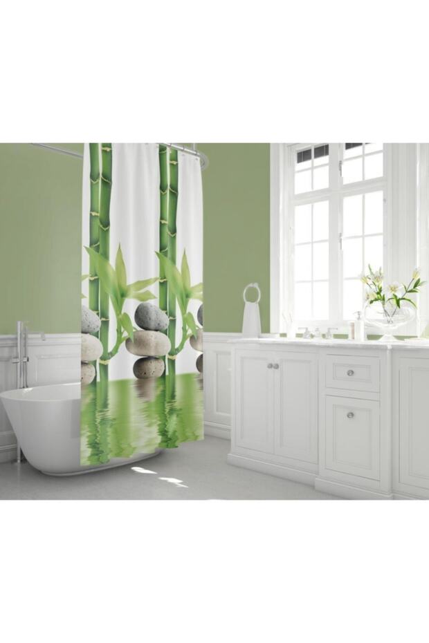 Bathroom Curtain 1x120x200 Single Wing Shower Curtain with Ring Gift 10056