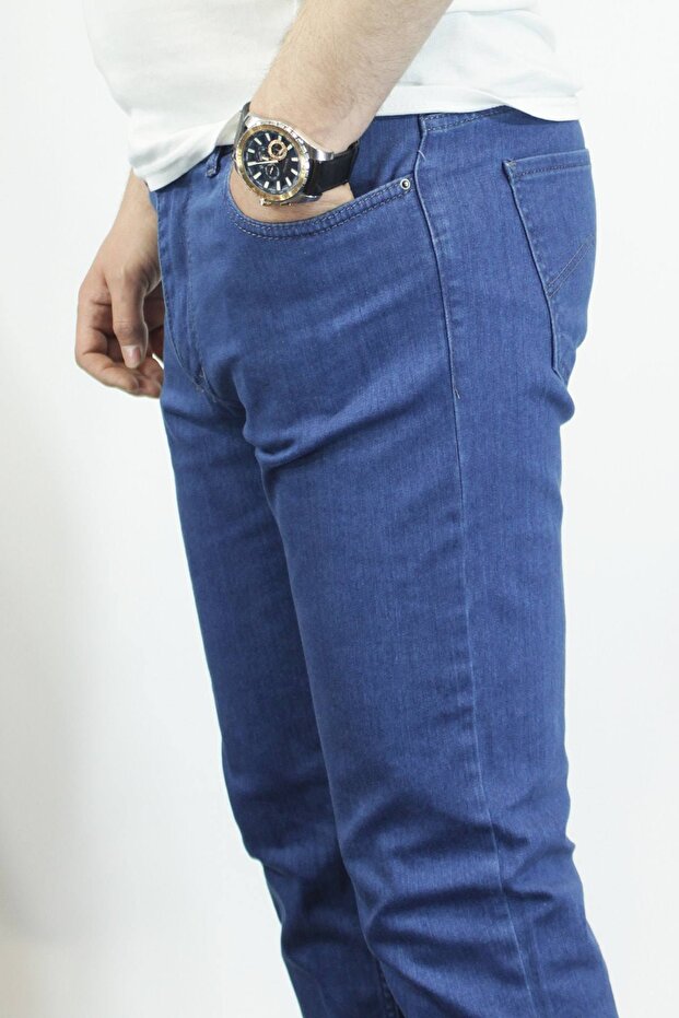 Erkek Yüksek Bel Regular Fit Kot Pantolon - 3