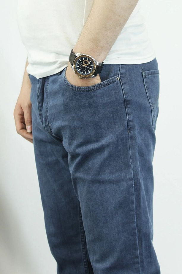 Erkek Yüksek Bel Regular Fit Kot Pantolon - 3