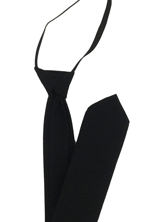 Unisex elastická obyčejná černá kravata - 1