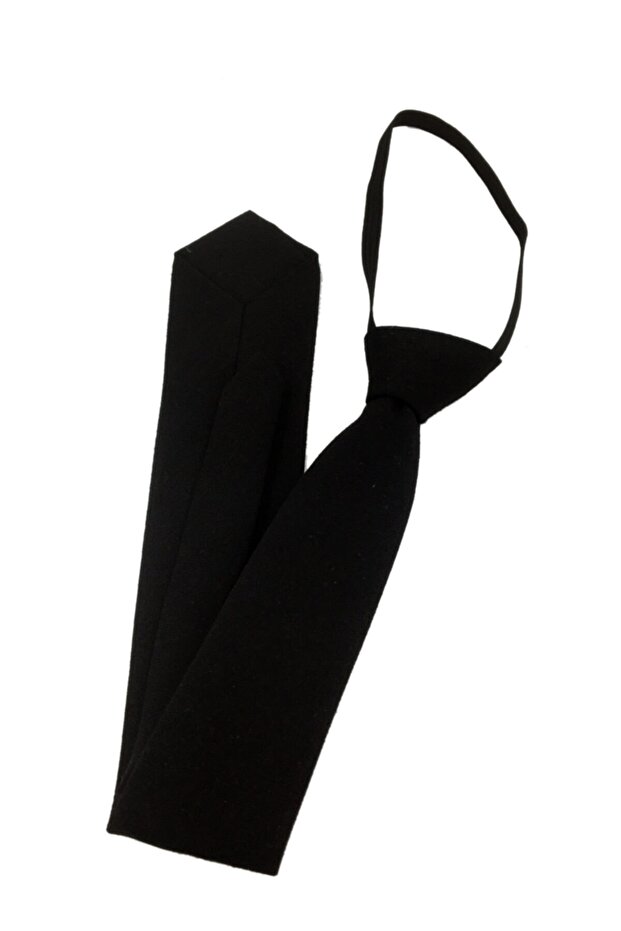 Unisex elastická obyčejná černá kravata - 3