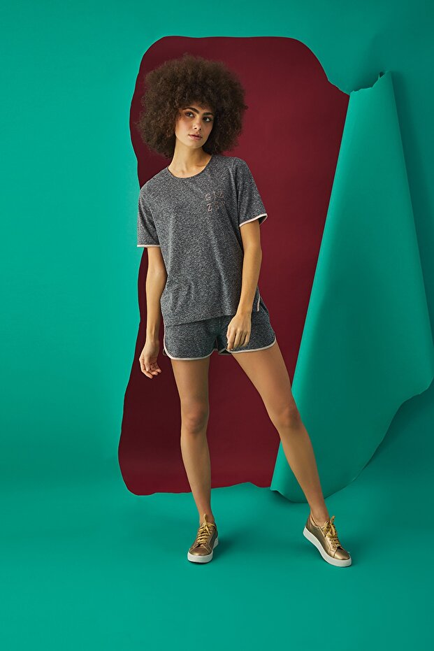 20584 Stone Printed Women's Shorts Set