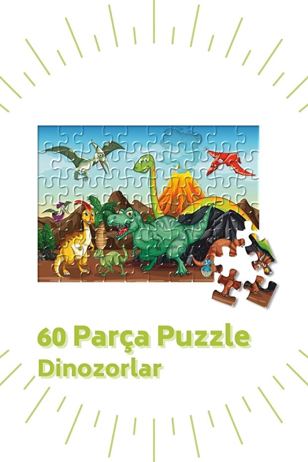 60 Parça Puzzle 2'li Set Dinozorlar Ve Bahar Partisi Bon80648125 - 2