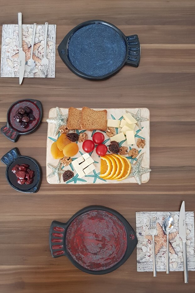 El Yapımı Seramik Balık Tabak - 6