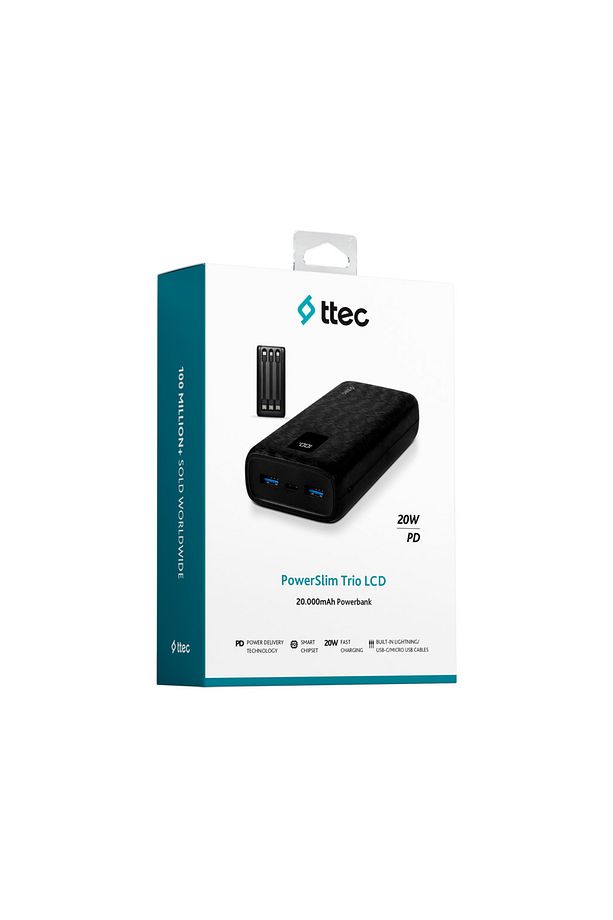 PowerSlim Trio LCD 20.000mAh PD 22,5W Dahili Kablolu Taşınabilir Şarj Aleti / Powerbank - 6