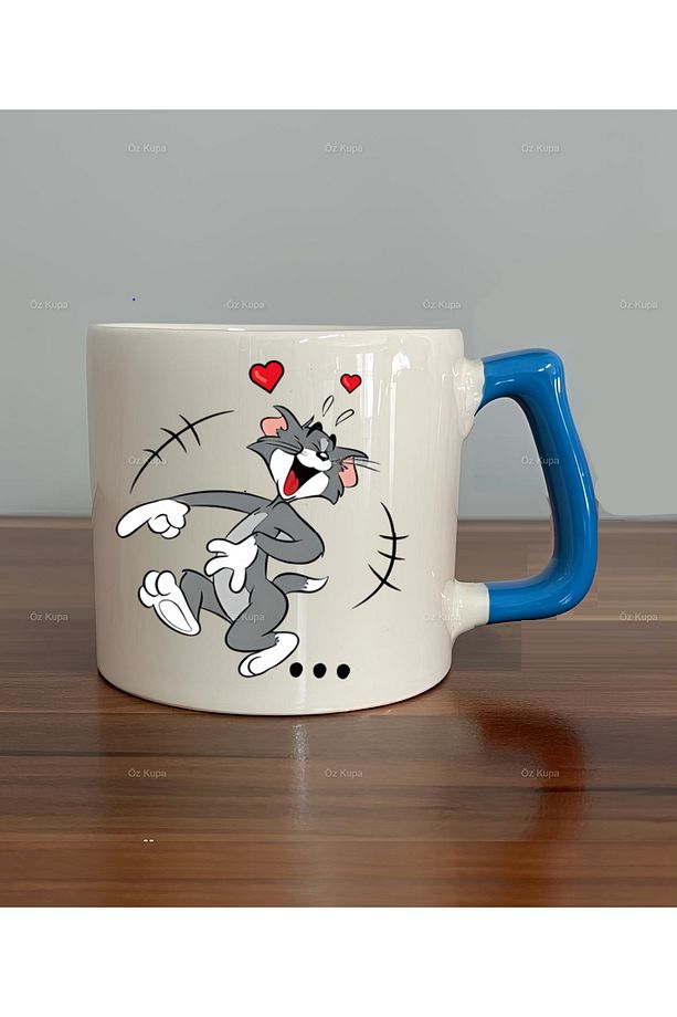 Tom ve Jerry Baskılı Çift 2'li Lüks Kupa Bardak - 3