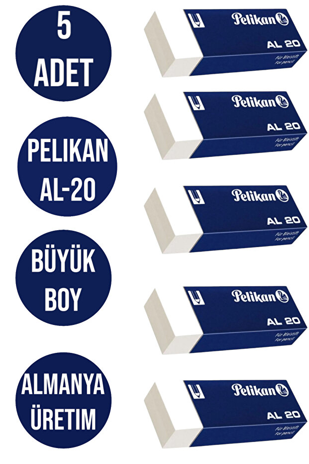 5 PIECES LARGE SIZE ERASER WHITE PELICAN AL-20