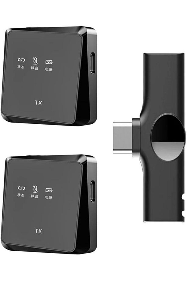 iPhone iPad Android Uyumlu Wireless Kablosuz Youtuber Tak Çalıştır İkili Mini Yaka Mikrofon Type-c - 1