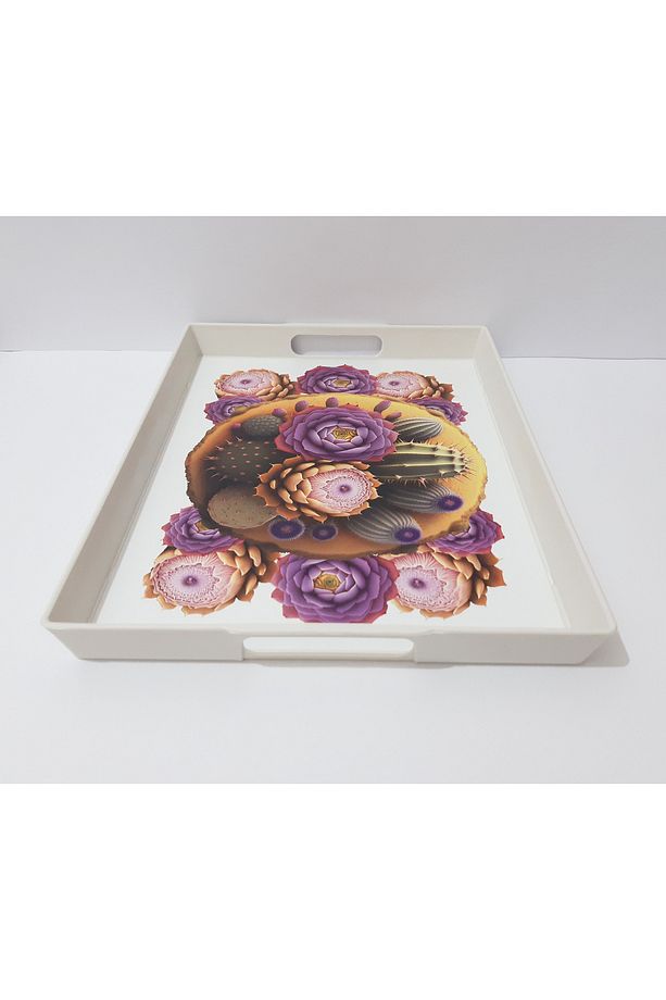Çay Tepsi Dikdörtgen Desenli Plastik Çay Tepsisi 38x28x3.5 CM - 4