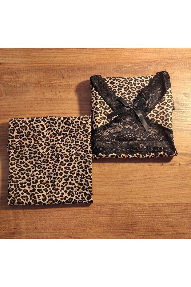 عبوة من قطعتين من رياضي بطبعة جلد الفهد - 2