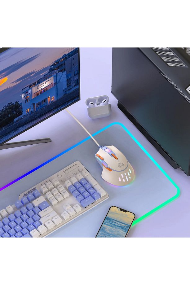 M2 Kablolu Espor Oyuncu Mouse RGB 12800 DPI Ledli Gaming Mouse Software 9 Makro Sensor - 4