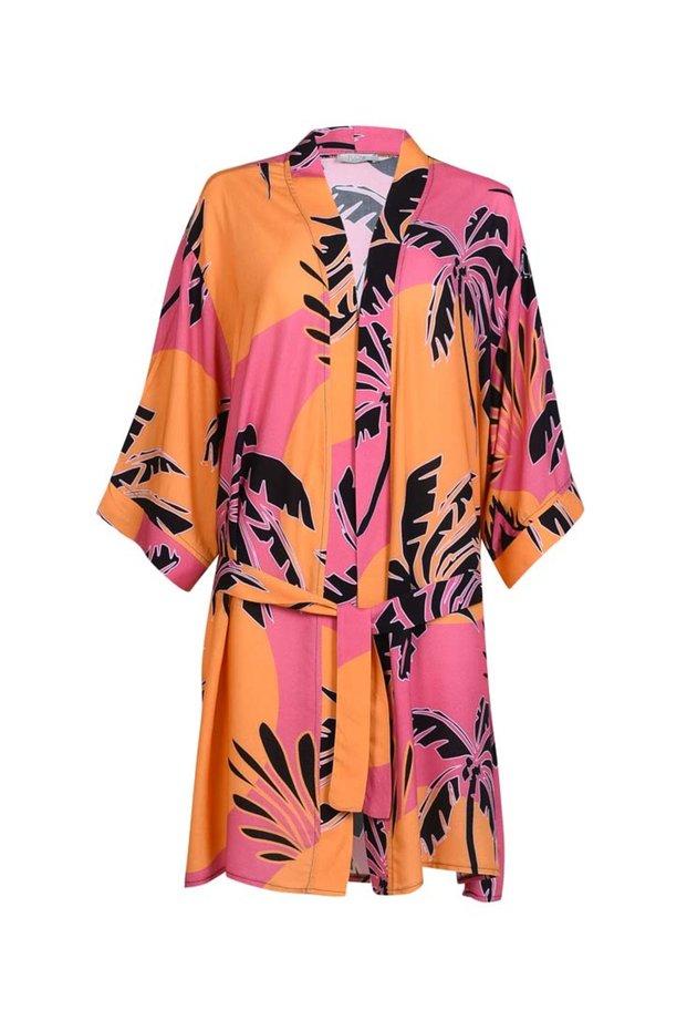 Kısa Kimono - Turuncu Pembe Sunset