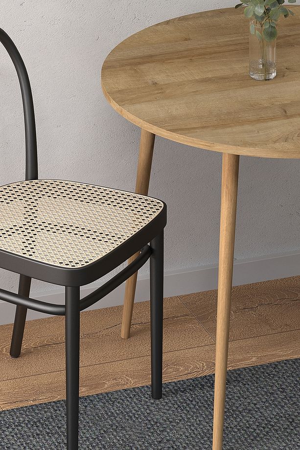 Yuvarlak 90×90 Ağaç Ayaklı Masa Mutfak Masası Çalışma Masası Bilgisayar Masası - 3
