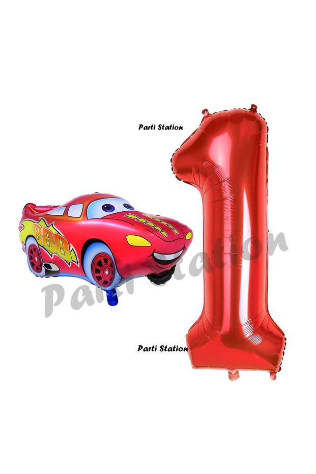 Cars Cars Balloon Concept 1 Year Old Balloon Lightning Mcqueen Balloon and Red Number Balloon Birthday Set
