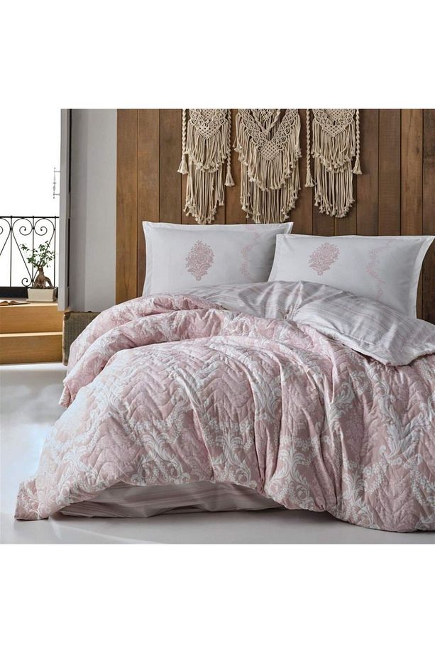 Ranforce 100% Pamuk Tek Kişilik Dört Mevsim Set Fiorita V1 Pembe - 1