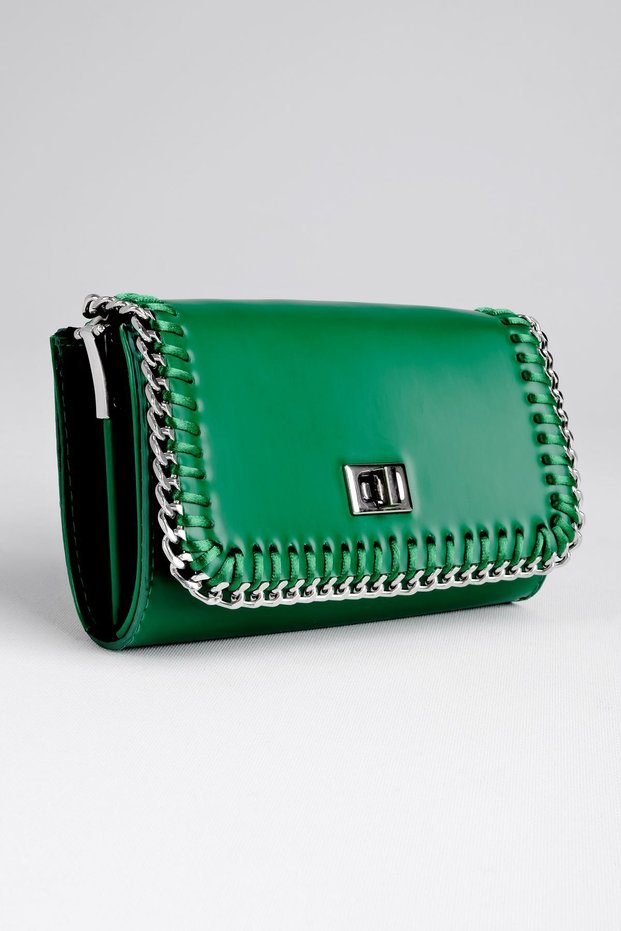 Women's Handbag with Chain Detail-Green