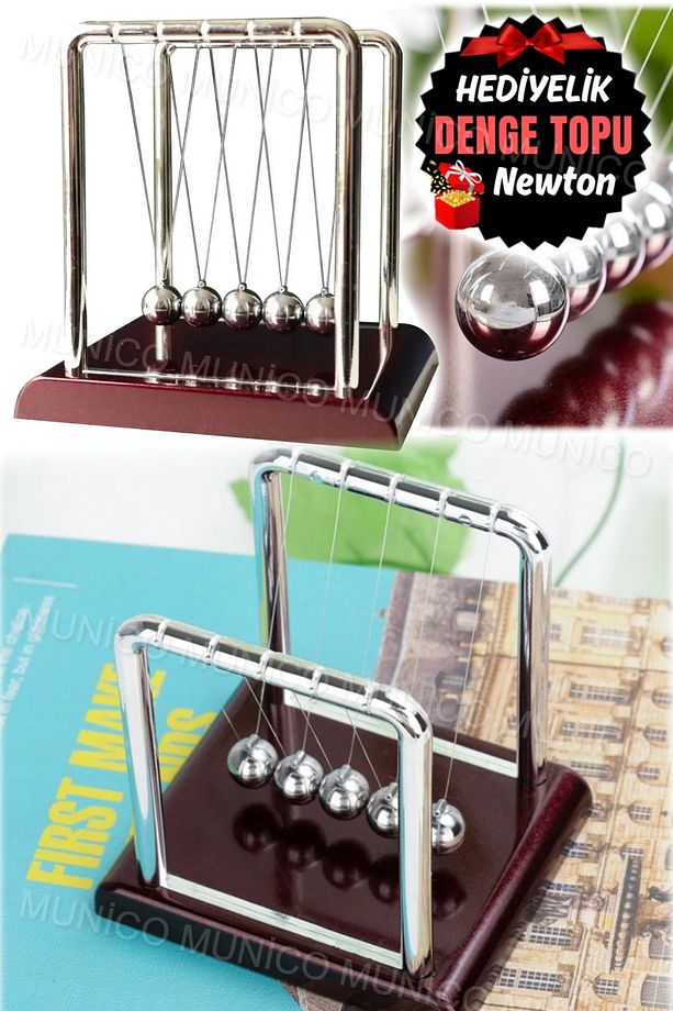 Hediyelik Hiç Durmayan Denge Topları Dekoratif Biblo Sarkaç Newton Beşiği Masaüstü Dekoratif Denge - 4