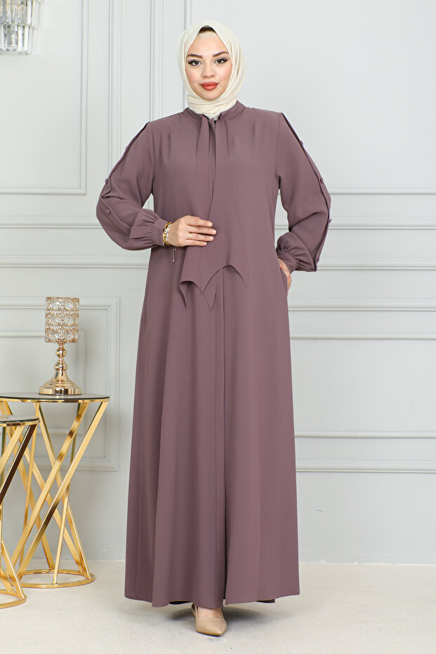 Tie Collar Ferace Honeycomb Fabric with Knobs on the sleeves