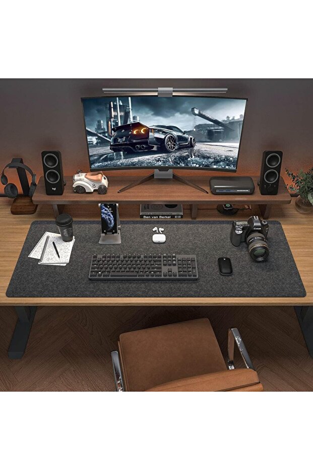 Study Desk Organizer Felt Computer Mouse Pad Table Top Organizer Mat 100x44 cm - 5