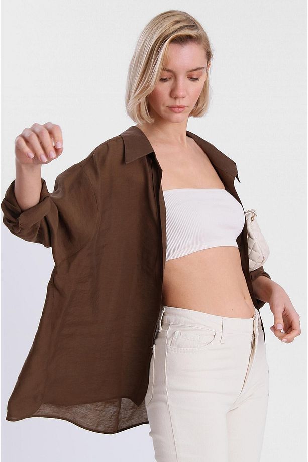 4612 Düşük Omuzlu Oversize Gömlek - 1