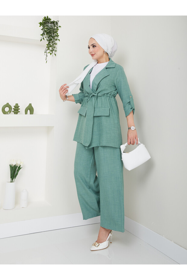 Damen-Jacken-Leinen-Set - 3