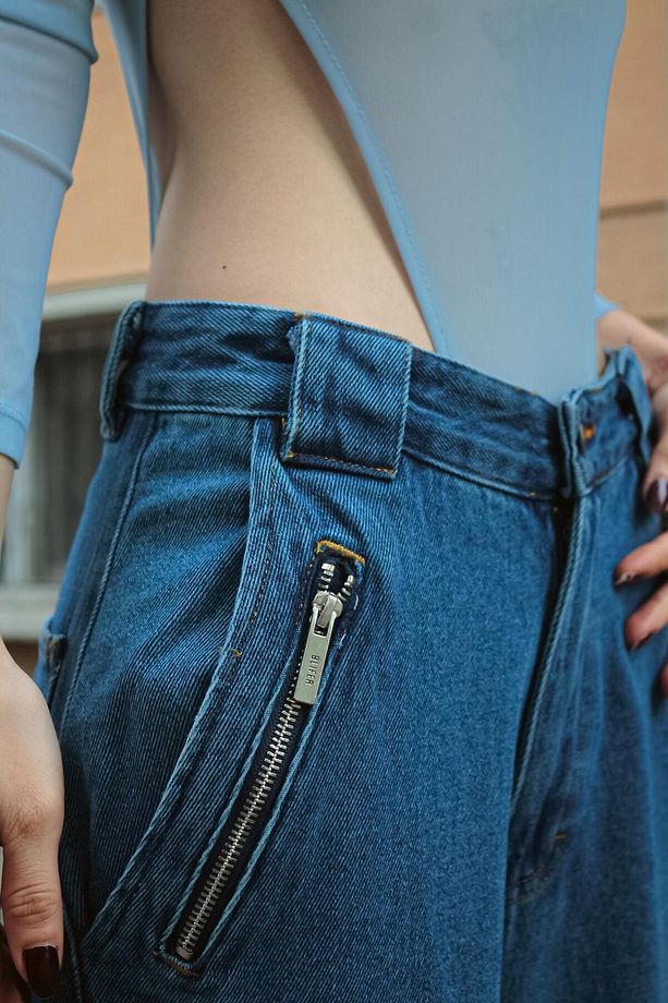 Y2K PLENTY OF POCKETS KOYU MAVİ DETAİL PANTOLON - 2