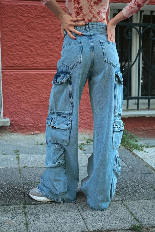 Y2K PLENTY OF POCKETS MAVİ DETAİL PANTOLON - 3