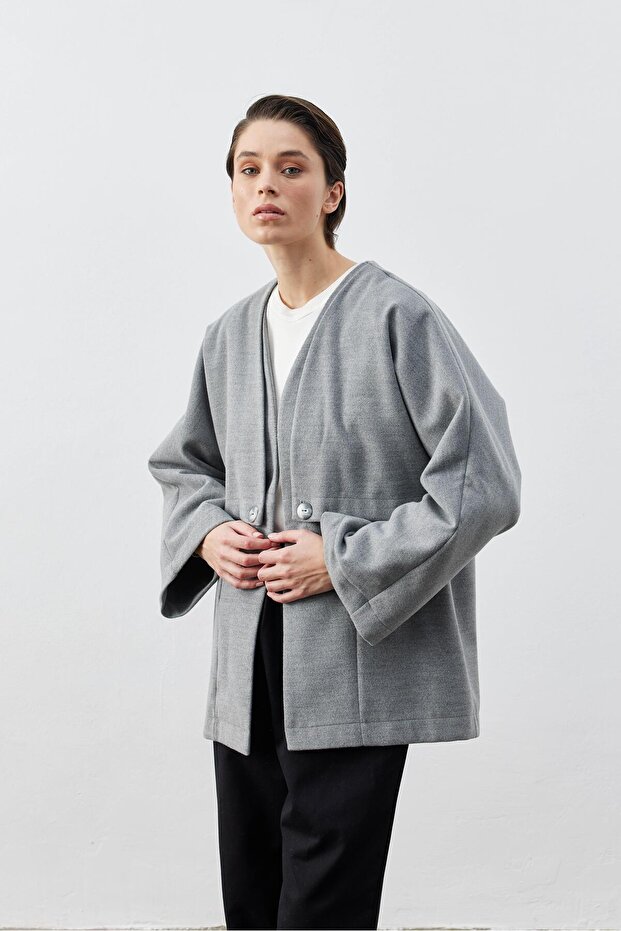 Kaşe Gri Ceket Yelek - 3