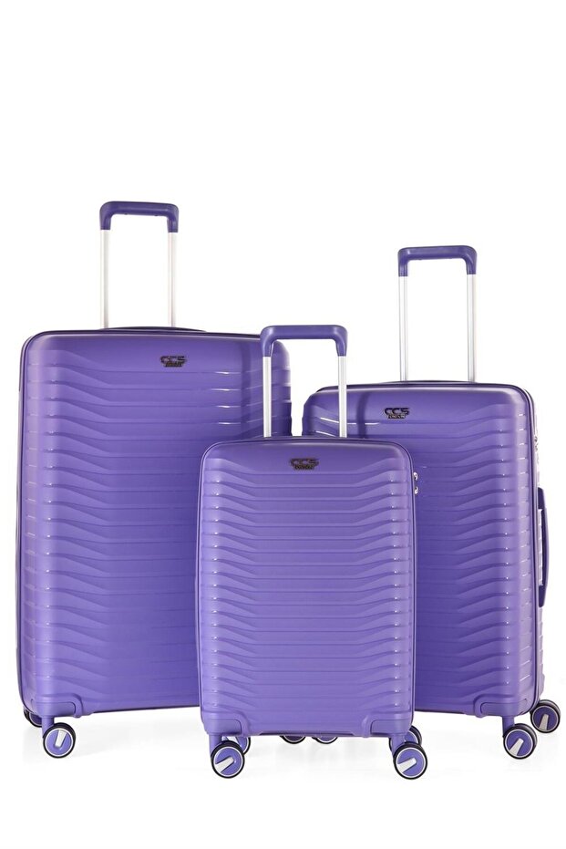 5235 Polipropilen 3 Lü Valiz Seti Mor - 1
