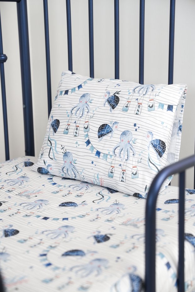 Sailor 100% Cotton Baby Elastic Sheet Set (80x130)-Nautical