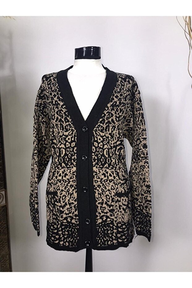 Buttoned Patterned Mother Sweater Hrk89 - 1