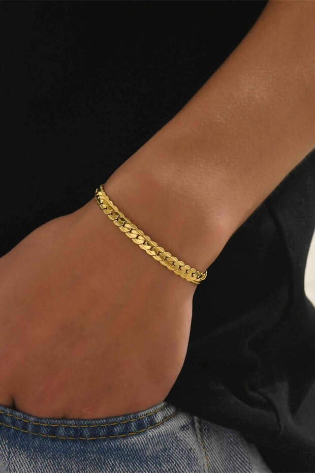 Men's Anti-Tarnish Yellow Dragon Scale Bracelet - Imported Anti-Tarnish Steel Men's Chain