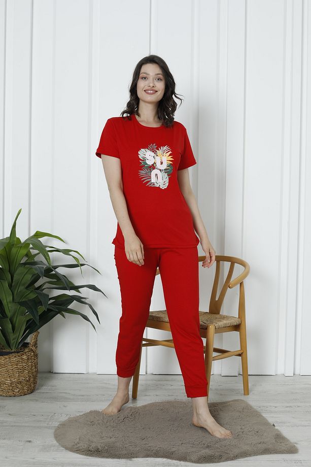 Yazlık Slogan Çiçekli  Pijama Takım - 5