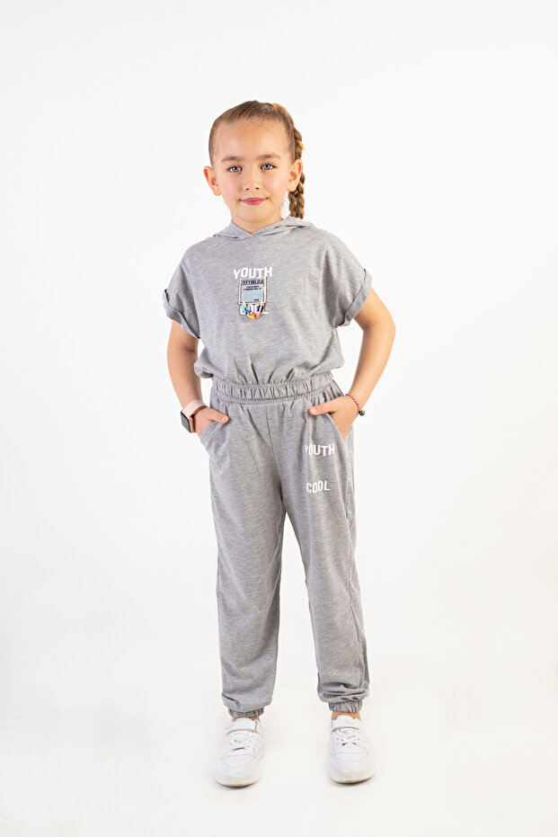 Girl's Hooded Top and Bottom Set