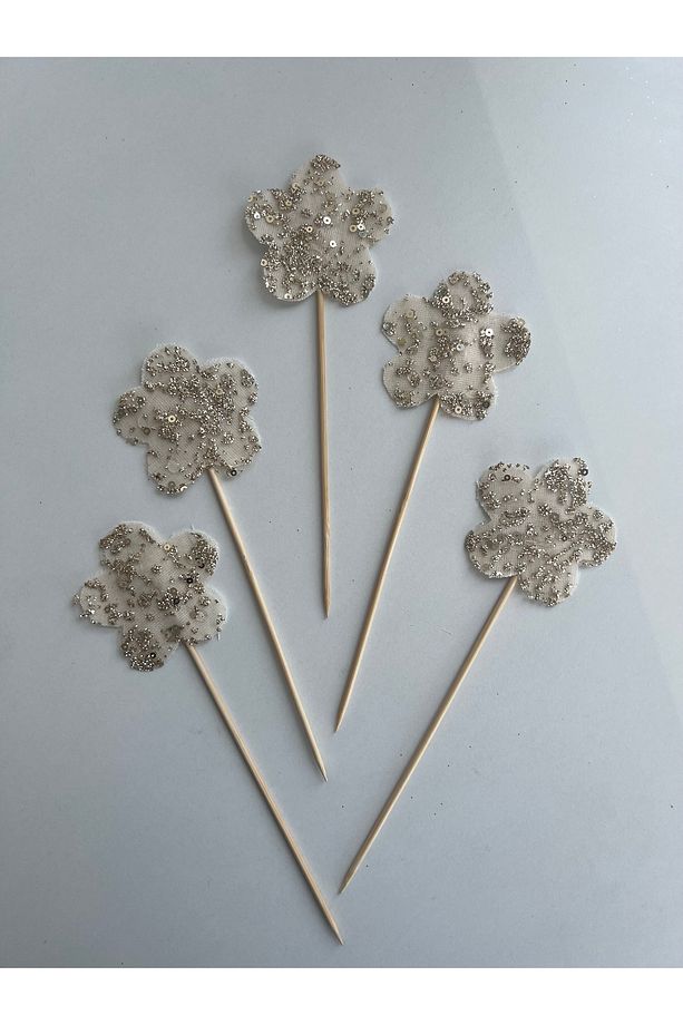 Pullu Çiçek Pasta Süsü / Cupcake süsü - 5 adet - 3