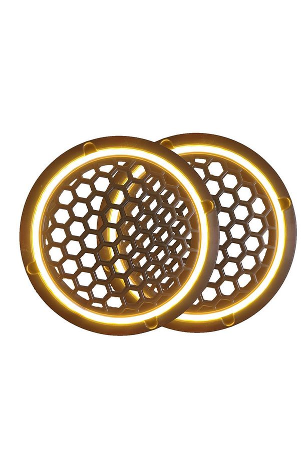 Neon Işıklı 16 Cm Hoparlör Ve Midrange Kapağı - 2 Adet - Amber - Gün Işığı - 2