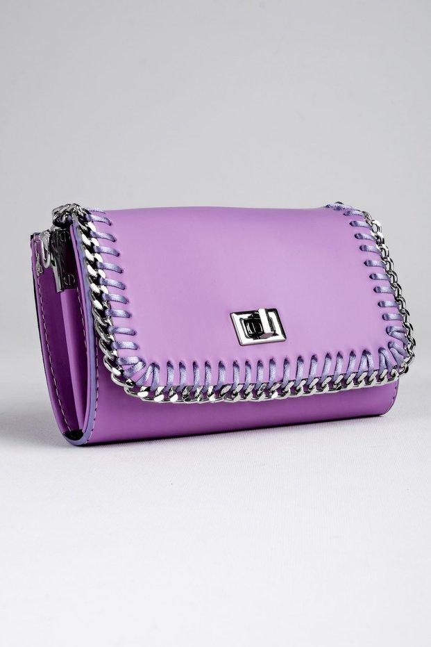 Women's Handbag with Chain Detail - Lilac