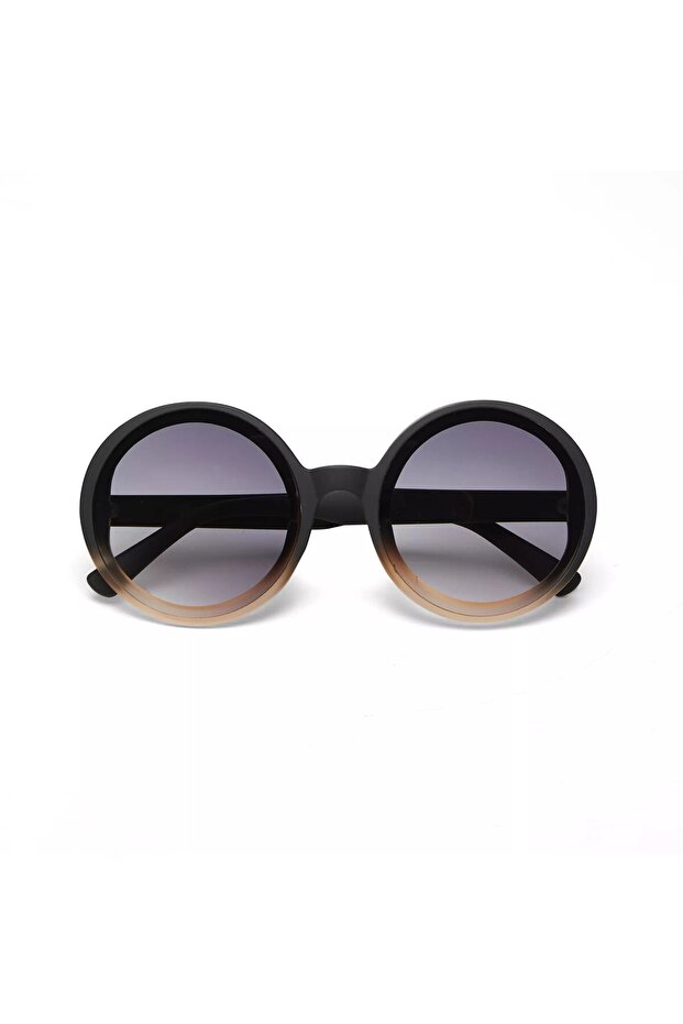Monica Unisex Large Round Sunglasses Black Rose