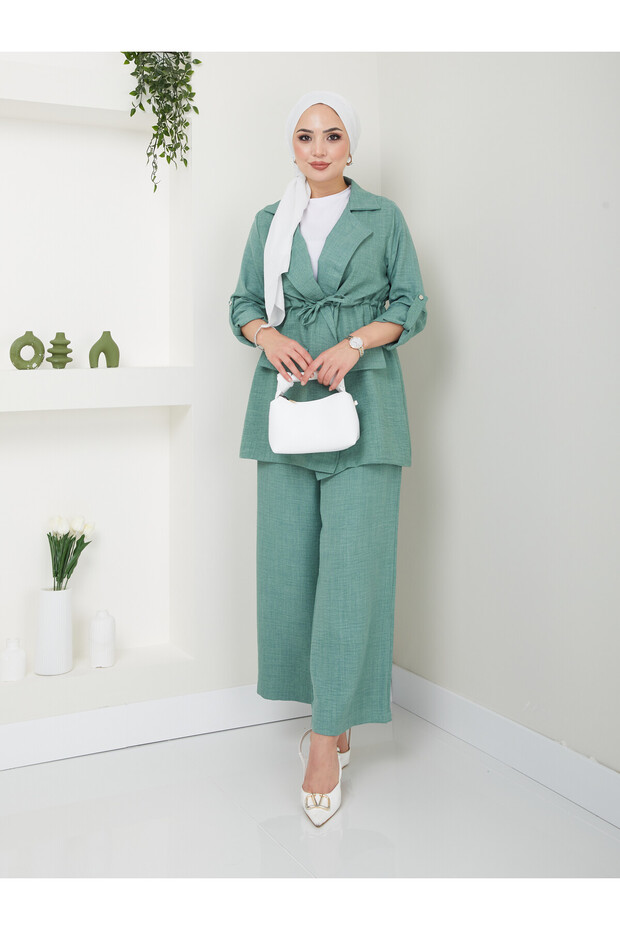 Damen-Jacken-Leinen-Set - 2