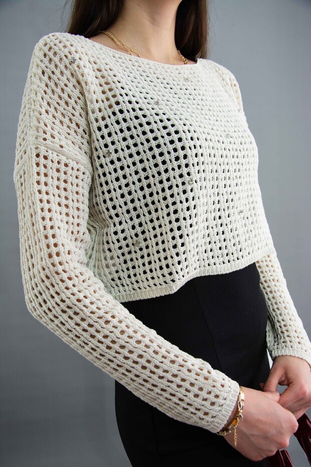 Delikli Crop Bluz - 4