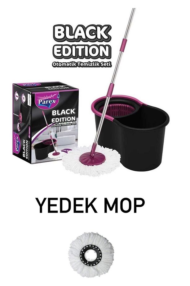 Black Edition Otomatik Temizlik Seti - Kova Mop Seti+ 1 ADET YEDEK MOP - 1