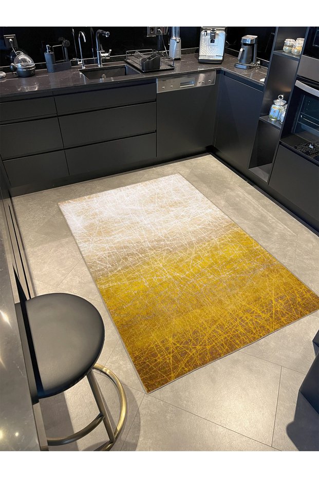 Modern Yellow Creamy Patterned Woven Base Miravip677