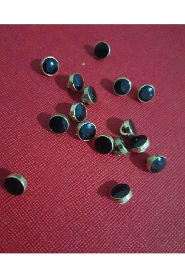 Black Enamel Yellow Metallized Button 1 cm 1 Pack 10 Pieces