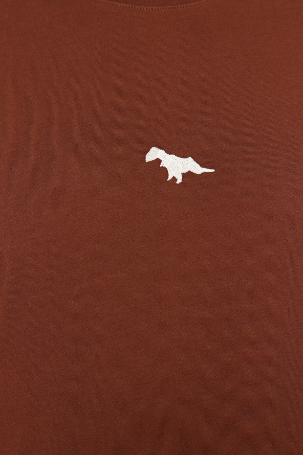 Kahverengi Oversize/Geniş Kesim Dinozor Nakışlı %100 Pamuklu T-Shirt TMNSS23TS00243 TMNSS23TS00243 - 6