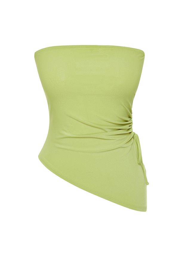 Yağ Yeşili Cut Out/Pencere Detaylı Detaylı Örme Bluz TPRSS24BZ00034 - 7